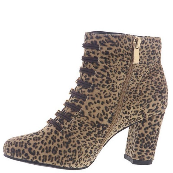 Animal Print Ankle Boots Buttons Leopard Size 11 Granny Boots Vintage Inspired - Picture 3 of 6